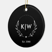 Zwart en Wit | Modern Monogram Initiaal Keramisch Ornament (Links)