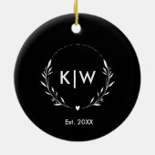 Zwart en Wit | Modern Monogram Initiaal Keramisch Ornament (Achterkant)