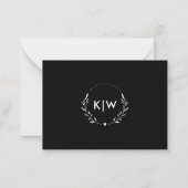 Zwart en Wit | Modern Monogram Initiaal Notitiekaartje (Achterkant)