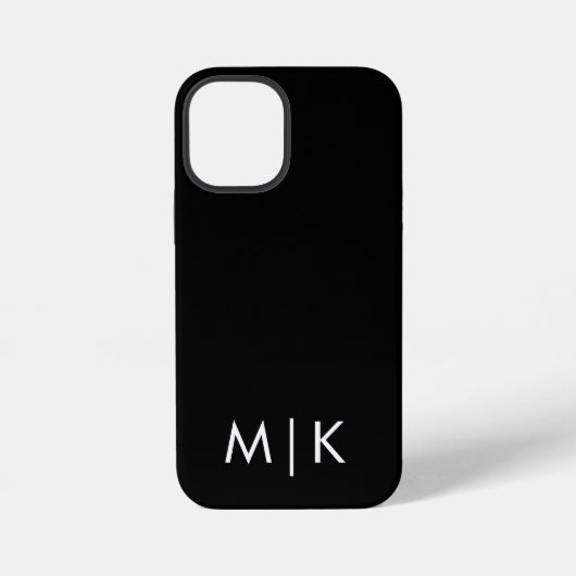 Zwart en Wit Modern Monogram iPhone Hoesje (Achterkant)