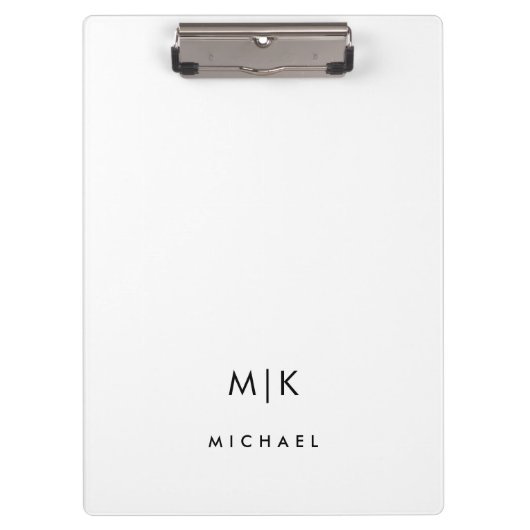Zwart en wit | Modern monogram Klembord (Voorkant)
