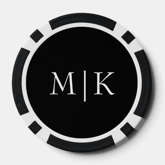 Zwart en wit | Modern monogram Poker Chips (Achterkant)