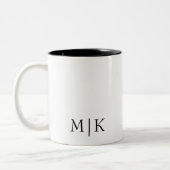 Zwart en wit | Modern monogram Tweekleurige Koffiemok (Links)