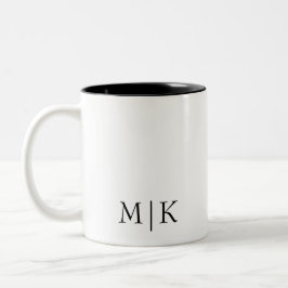 Zwart en wit | Modern monogram Tweekleurige Koffiemok