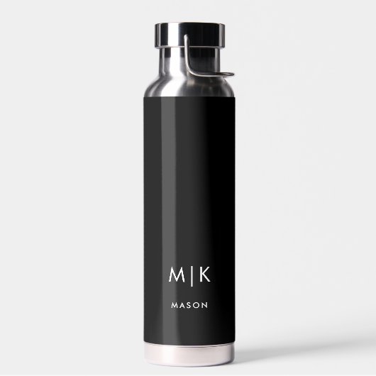 Zwart en wit | Modern monogram Waterfles (Links)