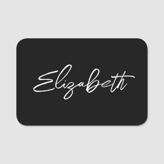 Zwart en wit modern penseelschrift naamplaatje (Voorkant)