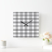 Zwart en wit modern raster vierkante klok (Huis)