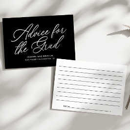 Zwart en wit modern script afstuderen advieskaart