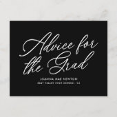 Zwart en wit modern script afstuderen advieskaart (Voorkant)