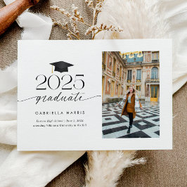 Zwart en Wit Modern Script Foto | 2-zijdig Kaart