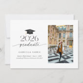 Zwart en Wit Modern Script Foto | 2-zijdig Kaart (Voorkant)