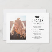 Zwart en wit modern script foto  kaart (Voorkant)
