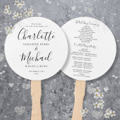 Zwart en wit modern script huwelijksprogramma handwaaier