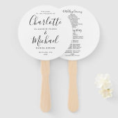 Zwart en wit modern script huwelijksprogramma handwaaier (Voorkant en achterkant)