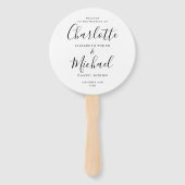 Zwart en wit modern script huwelijksprogramma handwaaier (Voorkant)
