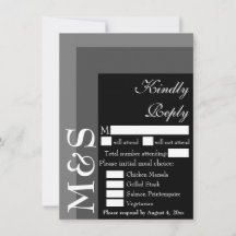 Zwart en wit modern script huwelijksresponkaart