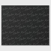 Zwart en wit modern script Merry Christmas Cadeaupapier (Vlak)
