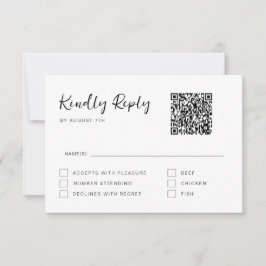 Zwart en Wit Modern Script RSVP Kaart