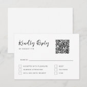Zwart en Wit Modern Script RSVP Kaart (Voorkant / Achterkant)