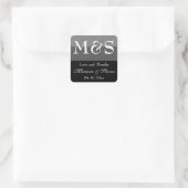 Zwart en wit modern script trouwen  vierkante sticker (Tas)