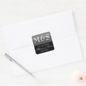 Zwart en wit modern script trouwen  vierkante sticker (Envelop)