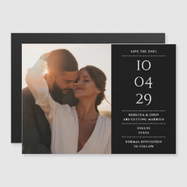 Zwart en wit modern trouwfoto Save the Date Magnetische Uitnodiging