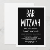 Zwart en wit | Modern Typografibar Mitzvah Kaart (Voorkant / Achterkant)
