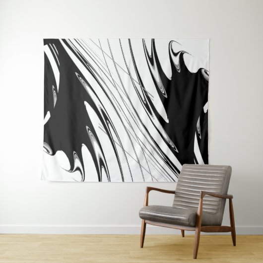 Zwart en wit modern wandkleed (In Situ (horizontaal))