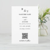 Zwart en wit moderne elegantiefoto bruiloft save the date (Staand voorkant)