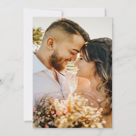 Zwart en wit moderne elegantiefoto bruiloft save the date (Achterkant)