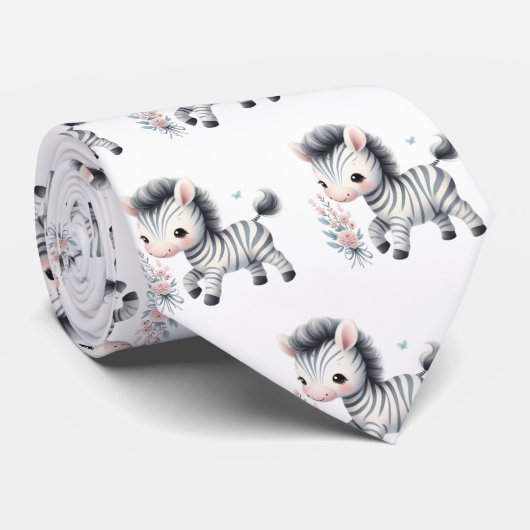 Zwart en wit moderne kawaii cute zebra's stropdas (Opgerold)