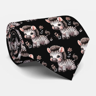 Zwart en wit moderne Kawaii cute zebra's Stropdas