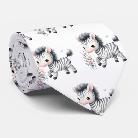 Zwart en wit moderne Kawaii Mooie zebra's Stropdas (Opgerold)