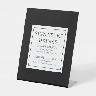 Zwart En Wit Moderne Klassieke Handtekening Dranke Reclamebord Met Voetstuk