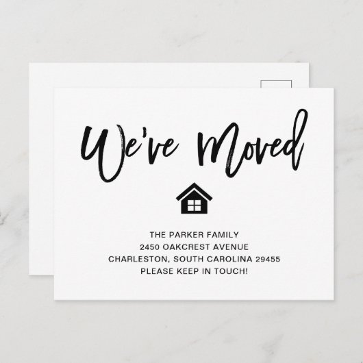 Zwart en wit | Moderne mededeling over verplaatsin Briefkaart (Voorkant / Achterkant)