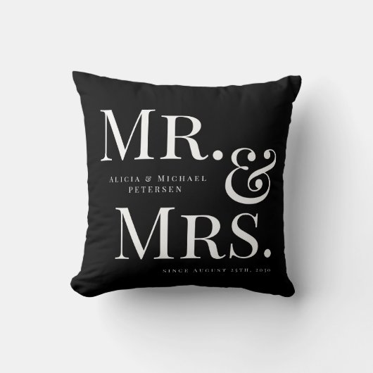 Zwart en wit Moderne meneer en mevrouw aangepaste  Kussen (Voorkant)