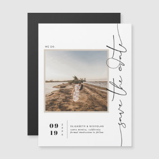 Zwart en wit | Moderne minimale opslagdatum foto Magnetische Uitnodiging