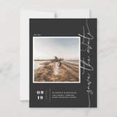 Zwart en wit | Moderne minimale opslagdatum foto Magnetische Uitnodiging (Voorkant)