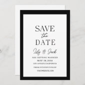 zwart en wit  Moderne Minimalistiek Save The Date (Voorkant / Achterkant)