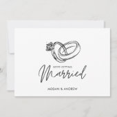 Zwart en wit Moderne minimalistische trouwring Kaart (Voorkant)