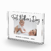Zwart en wit | Moderne script eerste Moederdag Fotoblokken (Rechts)