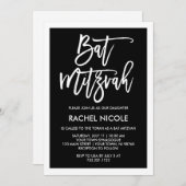 Zwart en wit | Moderne typografie Bat Mitzvah Kaart (Voorkant / Achterkant)