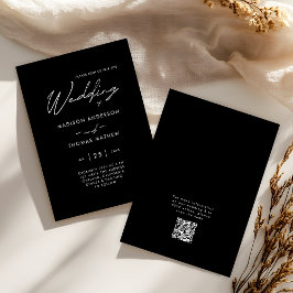 Zwart en Wit Moderne Typografie RSVP Trouwen Kaart