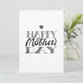 Zwart en wit Moederdag Lettering & Hart Kaart (Staand voorkant)