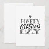 Zwart en wit Moederdag Lettering & Hart Kaart (Voorkant / Achterkant)