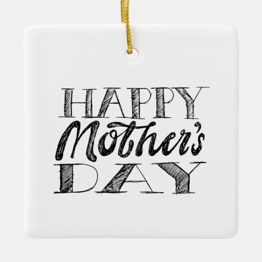 Zwart en wit Moederdag Lettering & Hart Keramisch Ornament (Voorkant)