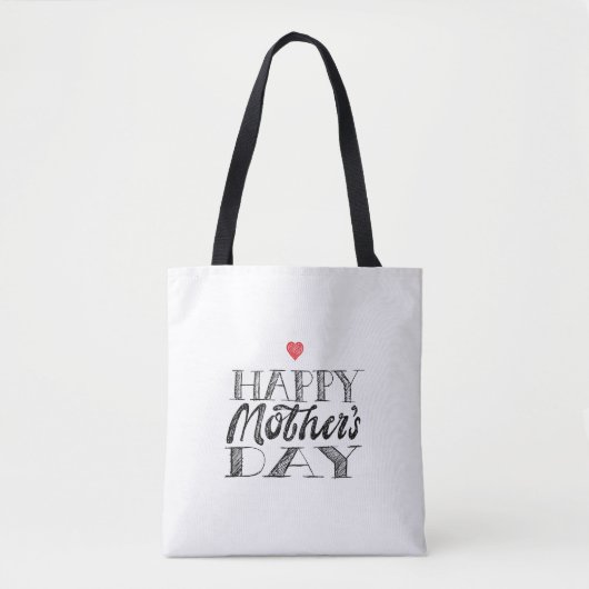 Zwart en wit Moederdag Lettering & Hart Tote Bag (Voorkant)