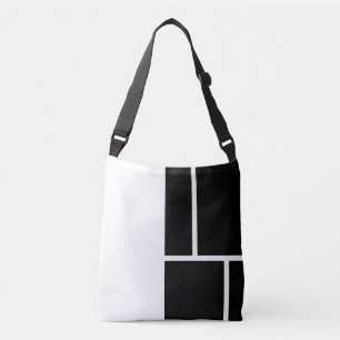 Zwart en wit Mondriaan Geïnspireerd kleurenblok Crossbody Tas