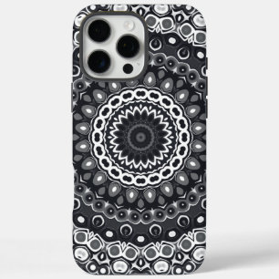 Zwart en Wit Monochroom Mandala Patroon iPhone 16 Pro Max Hoesje