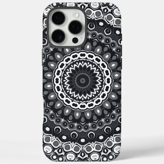 Zwart en Wit Monochroom Mandala Patroon Case-Mate iPhone Case (Achterkant)